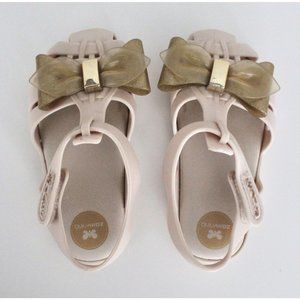 ZAXY Girl's Off White Beige Gold Bow Sandals Shoes, Toddler Size 9 (Fit 8) PLAY